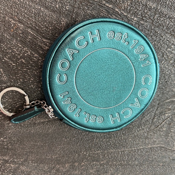 Coach Handbags - Coach Vintage Metallic Teal 1941 Coin Medallion Coin Purse -Like New